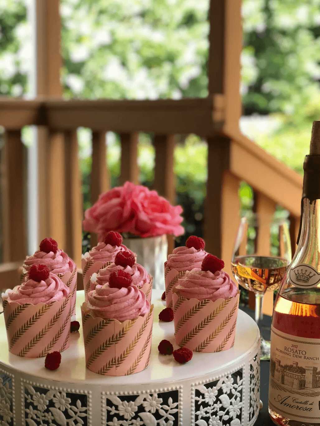Rosato Wine Raspberry Cupcakes