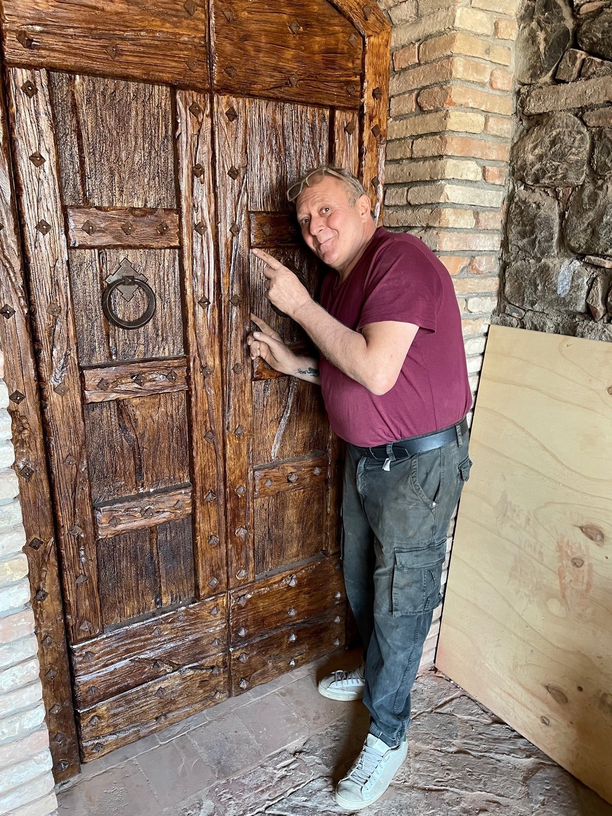 Georgio showing new farmhouse door