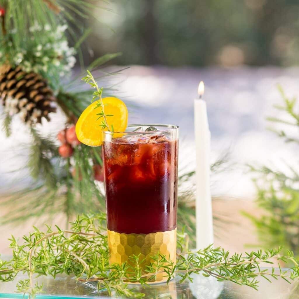 Sparkling Red Grape Juice Frosted Cherry Twist Mocktail Recipe